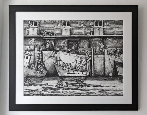 - a , Charcoal, Mounted Picture drawing by Julia Odell, measuring 64 x 85 cm (H x W) framed at 90 x 110 cm £1200